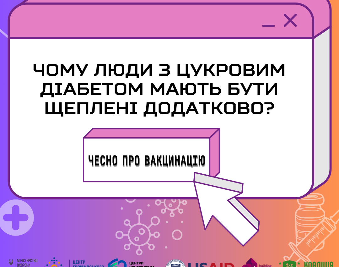 Чому люди з цукровим діабетом мають бути щеплені додатково?