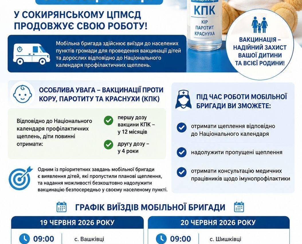 У Сокирянському ЦПМСД продовжує роботу мобільна бригада з вакцинації! У Сокирянському ЦПМСД продовжує роботу мобільна бригада з вакцинації!