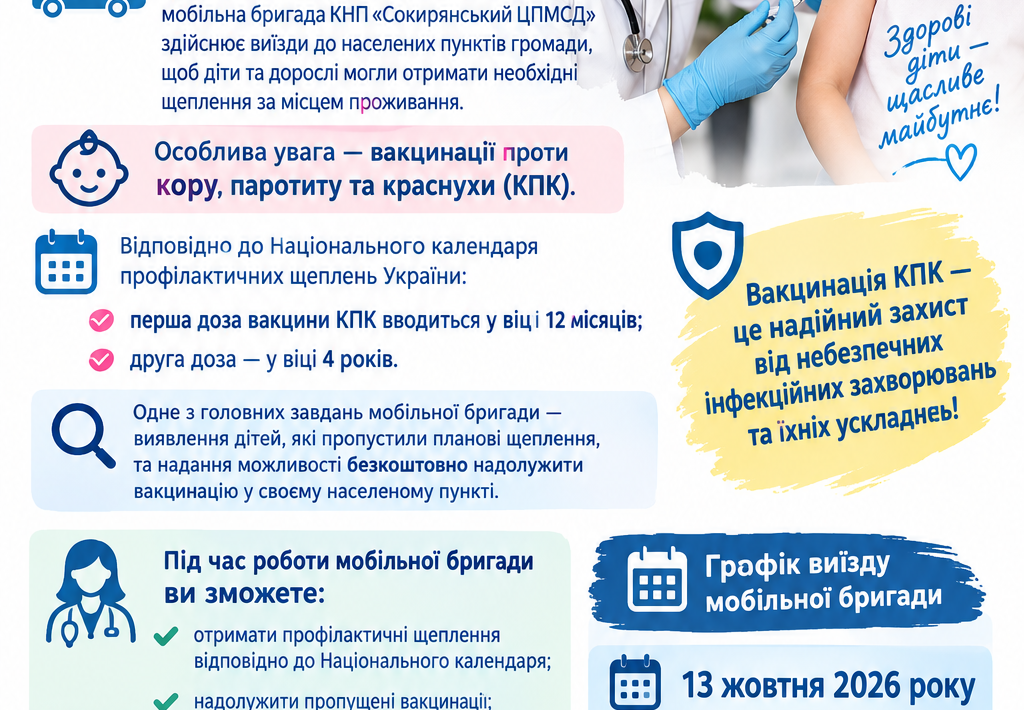 У Сокирянському ЦПМСД продовжує роботу мобільна бригада з вакцинації!